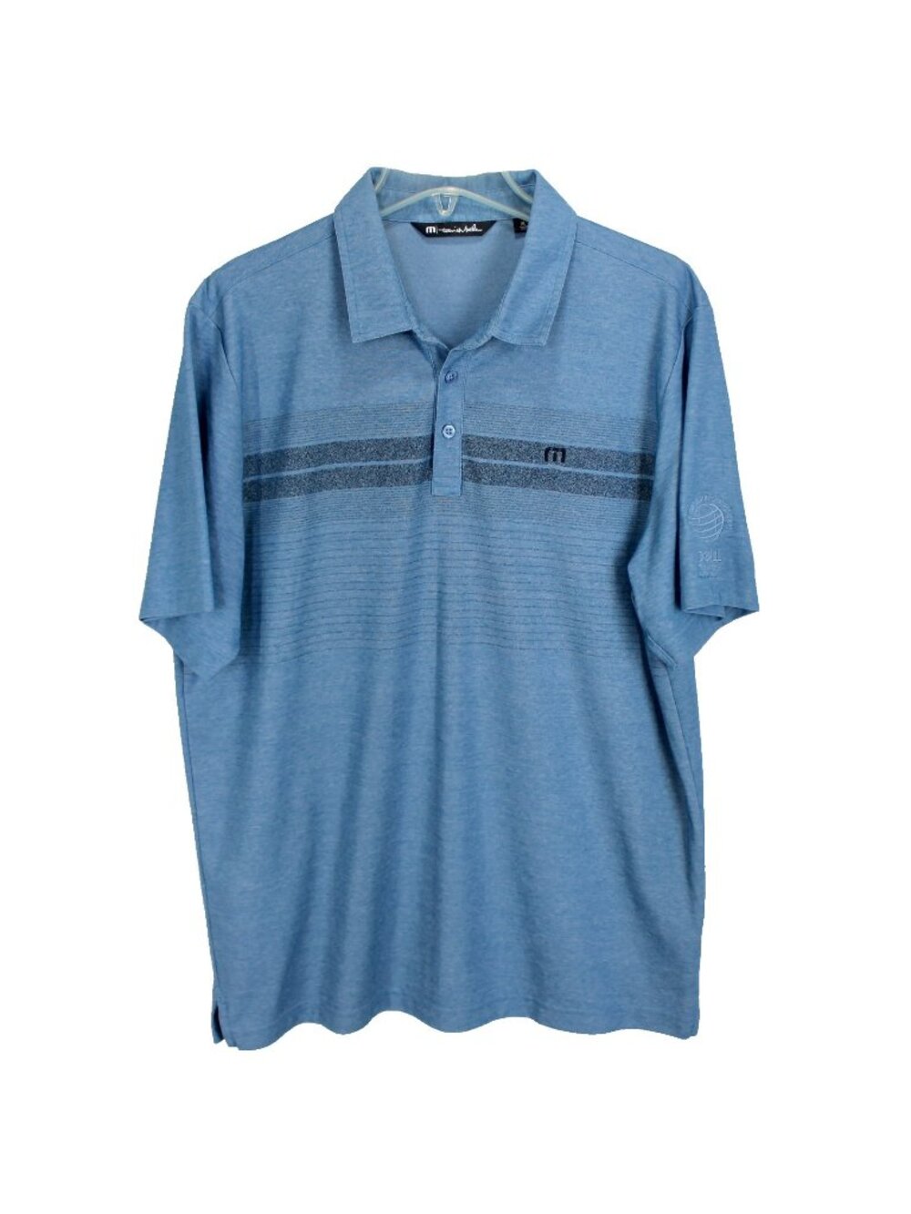 Travis Mathew Polo Shirt Mens Size XL Blue Short Sleeve Dell Golf Championship